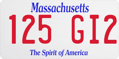 MA license plate 125GI2