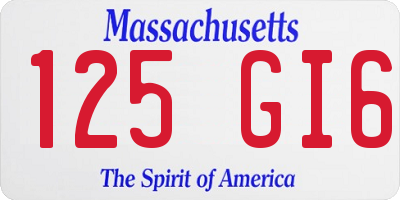 MA license plate 125GI6
