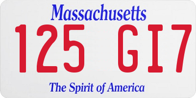 MA license plate 125GI7