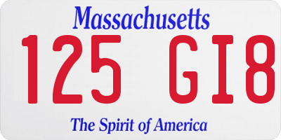 MA license plate 125GI8