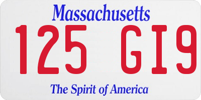 MA license plate 125GI9