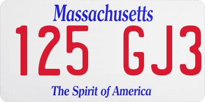 MA license plate 125GJ3