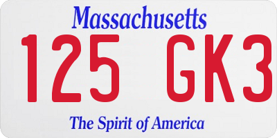 MA license plate 125GK3