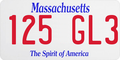 MA license plate 125GL3
