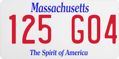 MA license plate 125GO4