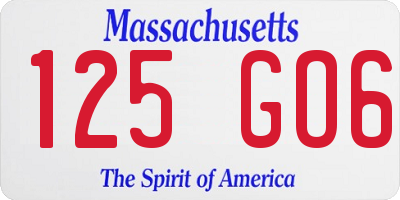 MA license plate 125GO6