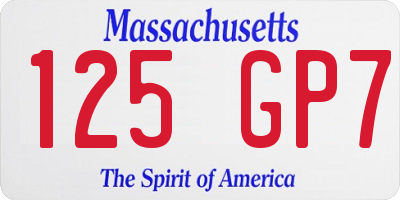 MA license plate 125GP7