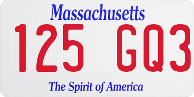 MA license plate 125GQ3