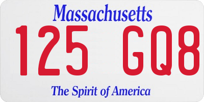 MA license plate 125GQ8