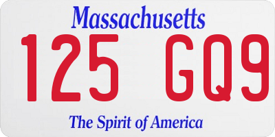 MA license plate 125GQ9