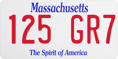 MA license plate 125GR7