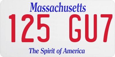 MA license plate 125GU7