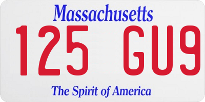 MA license plate 125GU9