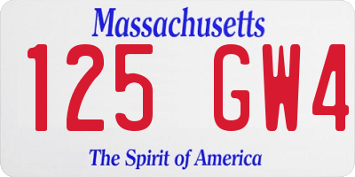 MA license plate 125GW4