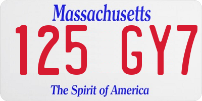 MA license plate 125GY7