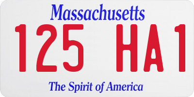 MA license plate 125HA1