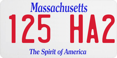 MA license plate 125HA2