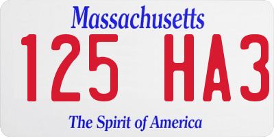 MA license plate 125HA3