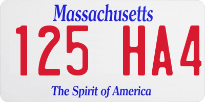 MA license plate 125HA4