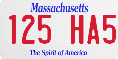 MA license plate 125HA5