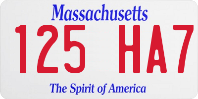 MA license plate 125HA7