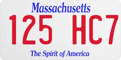 MA license plate 125HC7
