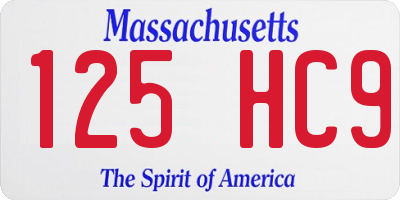 MA license plate 125HC9