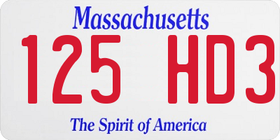 MA license plate 125HD3