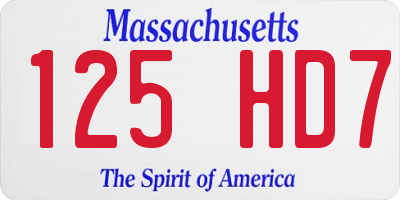 MA license plate 125HD7