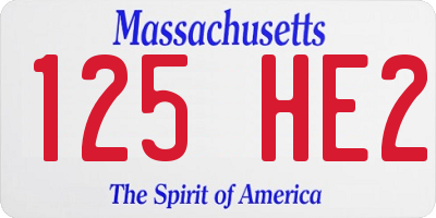 MA license plate 125HE2