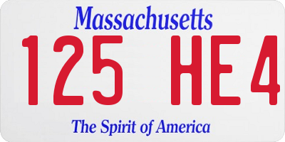 MA license plate 125HE4