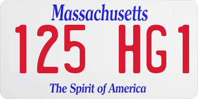 MA license plate 125HG1
