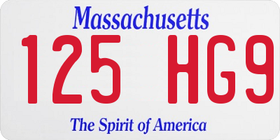 MA license plate 125HG9