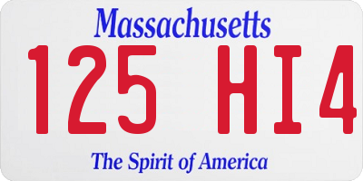 MA license plate 125HI4