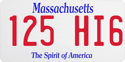 MA license plate 125HI6