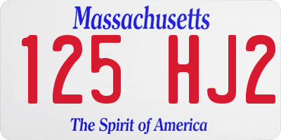 MA license plate 125HJ2