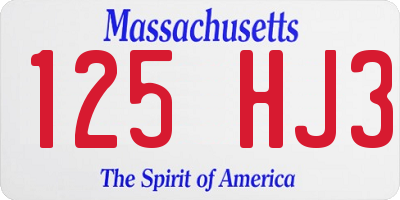 MA license plate 125HJ3