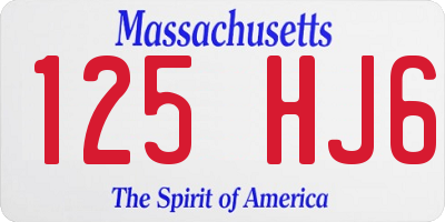 MA license plate 125HJ6