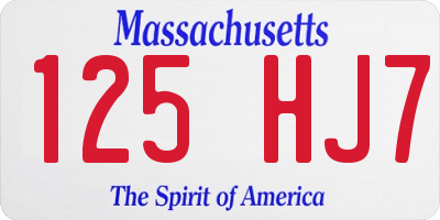 MA license plate 125HJ7