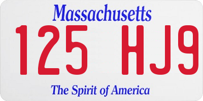 MA license plate 125HJ9