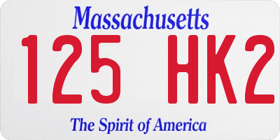 MA license plate 125HK2