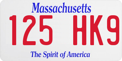 MA license plate 125HK9