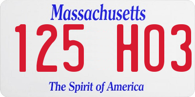 MA license plate 125HO3