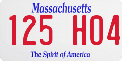 MA license plate 125HO4