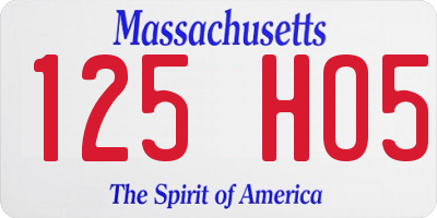 MA license plate 125HO5