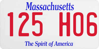 MA license plate 125HO6