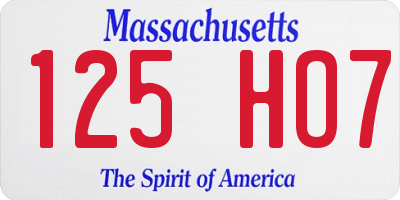 MA license plate 125HO7