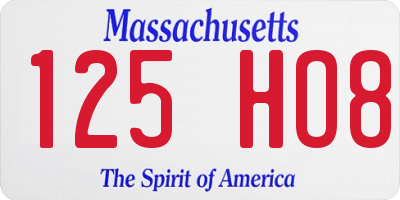 MA license plate 125HO8