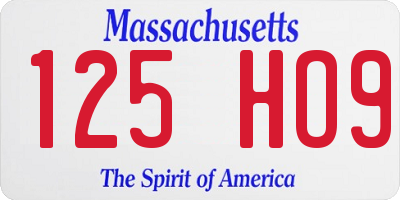 MA license plate 125HO9