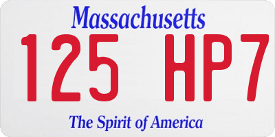 MA license plate 125HP7